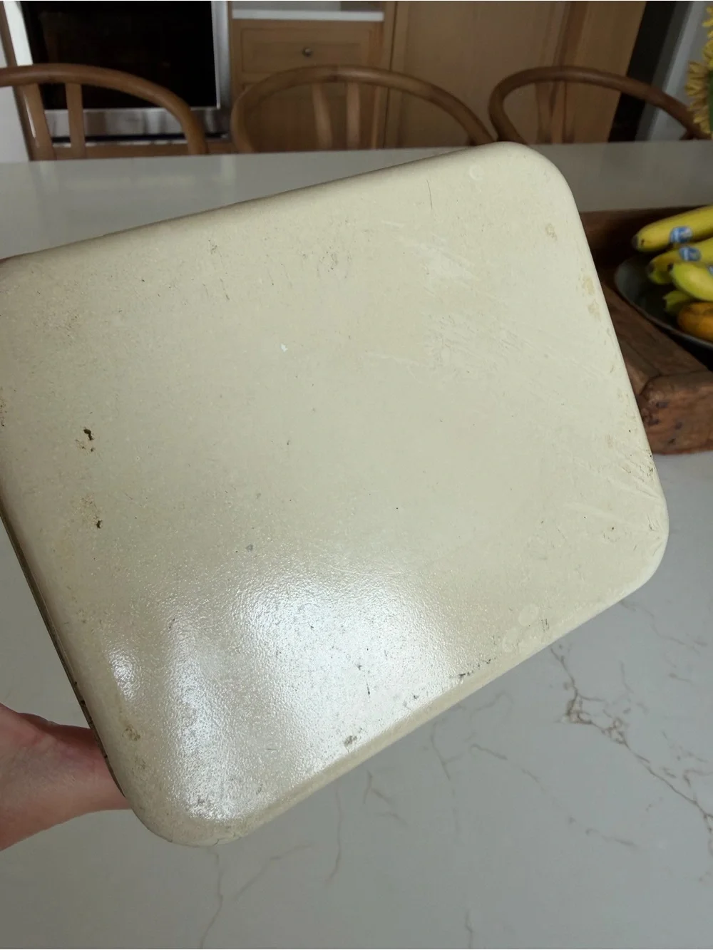 Vintage Cream Floral Fruit Tin Canister - Kitchen Storage - Retro Decor